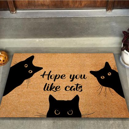 3D Printed Cat Black Cat Coir Pattern Print Doormat